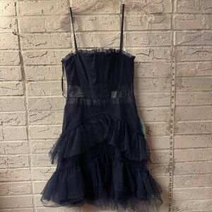 🌌 NEXT UP Navy Tulle Tiered Corset Mini Dress (Size 1/2)